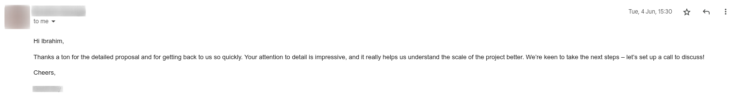 Email Screenshot of Quick Proposal